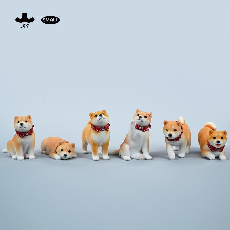 现货JXK Small植绒柴犬模型 仿真毛绒动物小狗周边潮玩桌面小摆件