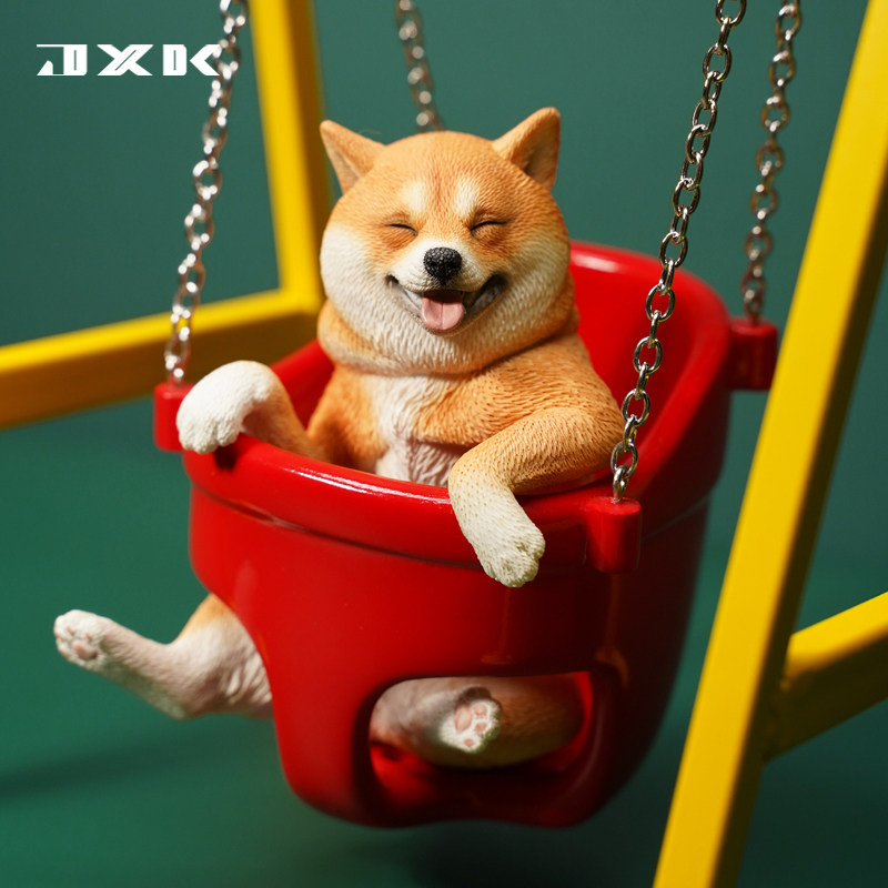 JXK 1/6 荡秋千的柴犬可爱萌系治愈网红宠物狗吊饰摆件挂饰周边