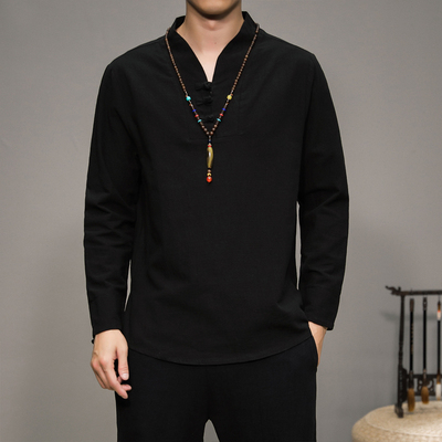 中医养生馆推拿理疗正骨衣服男风水师唐装中式采耳修脚男技师国风