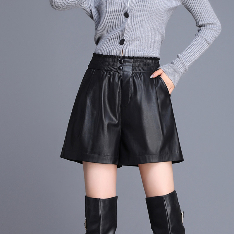 海宁真皮皮裤女2025秋冬新款阔腿短款高腰显瘦绵羊皮外穿打底靴裤,女装/女士精品,休闲裤,淘宝优惠券,粉丝福利购,淘宝优惠卷