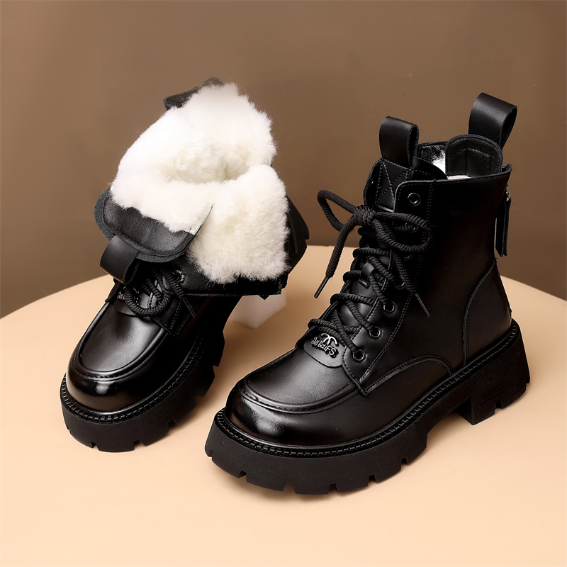 羊皮毛一体雪地靴加绒加厚大棉靴