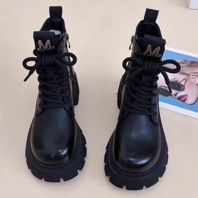 真皮2025秋冬新款厚底增高马丁靴