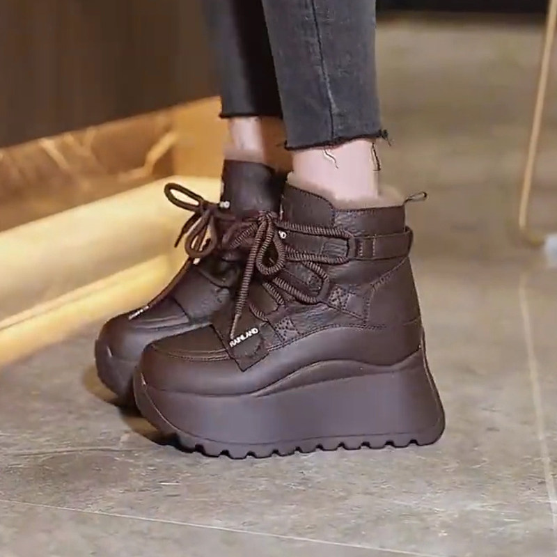 真皮2025年冬季新款超高跟内增高休闲运动鞋女爆款加绒防滑老爹鞋,女鞋,老爹鞋,淘宝优惠券,粉丝福利购,淘宝优惠卷