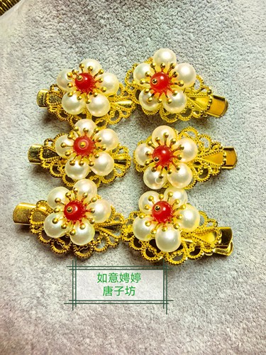 一对头饰发夹古风汉服配饰女明清小侧边夹精致高级感红色百搭气质