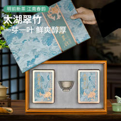 太湖翠竹茶叶礼盒无锡特产级绿茶明前春茶一芽一叶清香型春节送礼