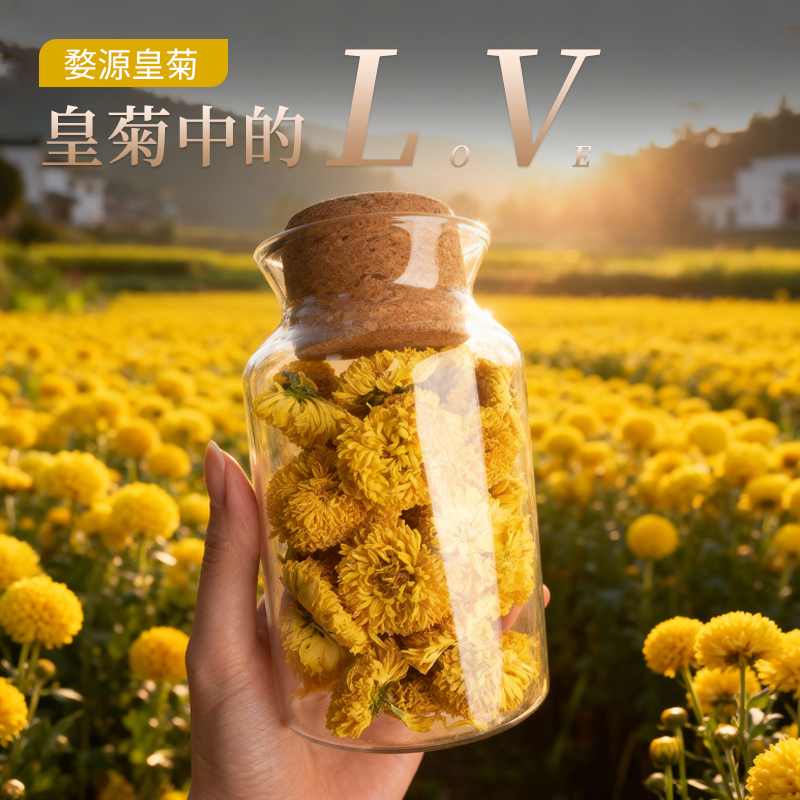 婺源皇菊菊花茶一杯一朵三花茶养生江西特产级伴手礼年会圣诞礼物