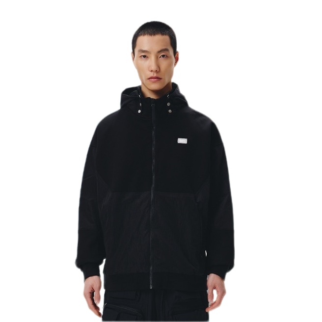 李宁LNG都市机能系列科技感不规则拼接针织夹克男款外套FEBA003