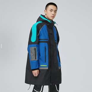 李宁冬季LNG未来玩家系列风衣撞色中长款连帽外套男女同款FFAC009