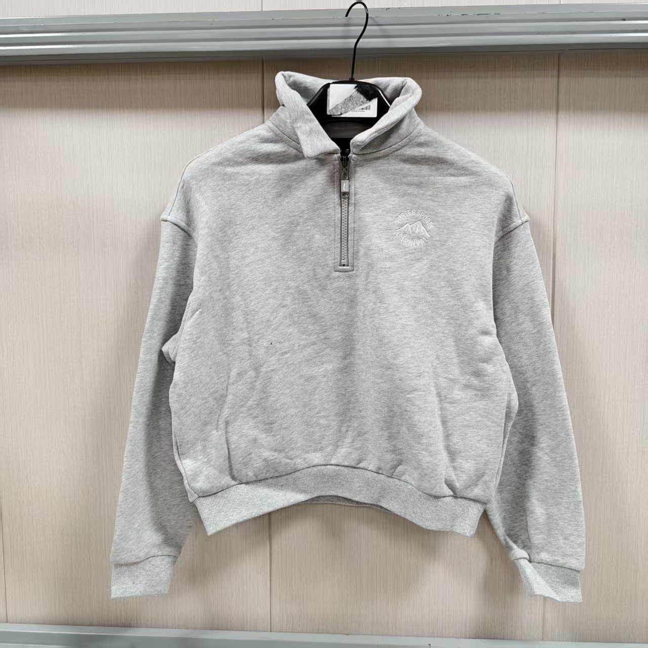 李宁纯色套头女立领女士连帽运动卫衣女士灰色秋冬清凉感AWDUD64