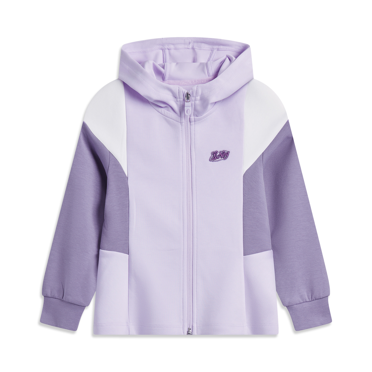 李宁运动生活系列女小童时尚休闲拼色柔软开衫连帽卫衣YWDU116