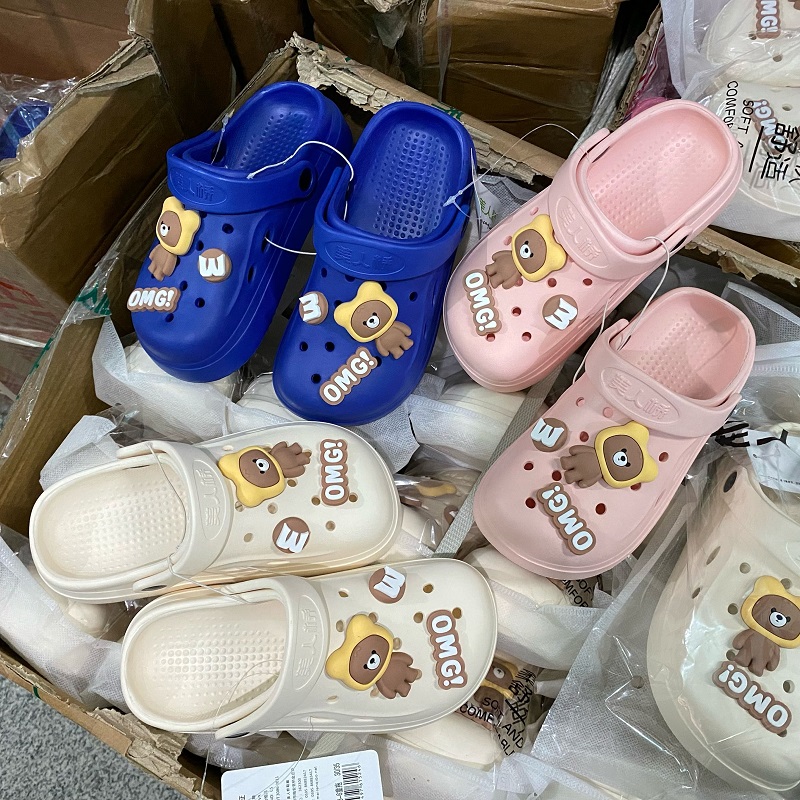 美人桥EVA1108卡通中性男女中童轻质户外沙滩包头防踢脚洞洞拖鞋