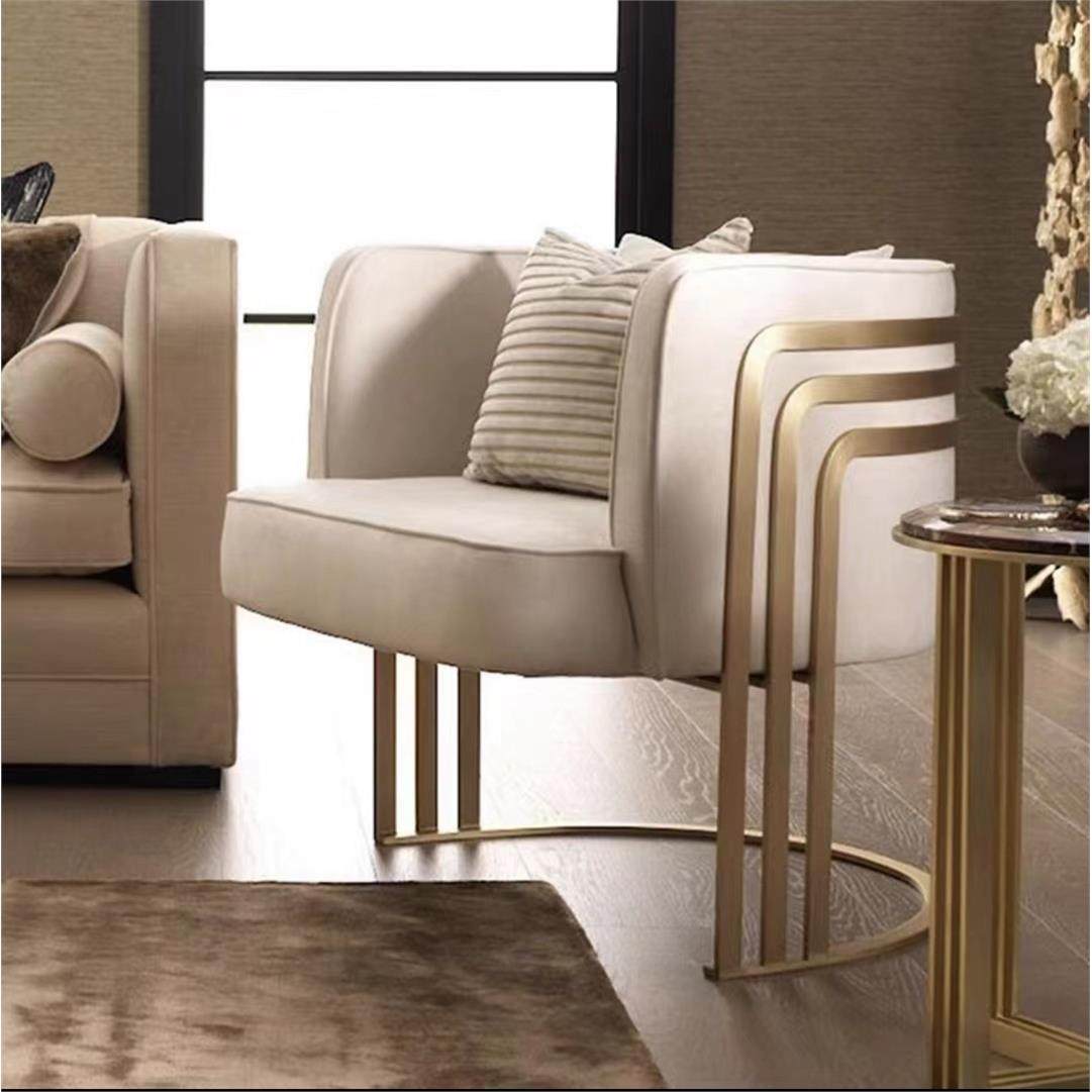 现代法兰绒皮革不锈钢软垫椅 家居咖啡店休息室洽谈扶手沙发椅,住宅家具,沙发椅,淘宝优惠券,粉丝福利购,淘宝优惠卷