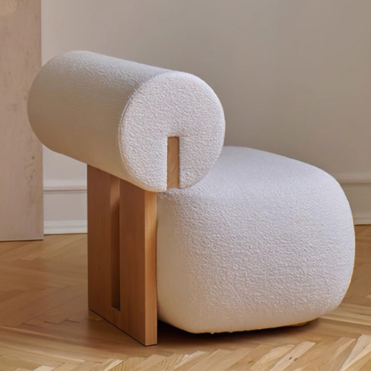 奶油风实木沙发椅民宿阳台羊羔绒单人沙发中古风休闲靠背沙发椅,住宅家具,沙发椅,淘宝优惠券,粉丝福利购,淘宝优惠卷