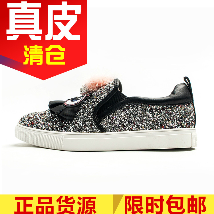 真皮鞋子乐福懒人套脚平底