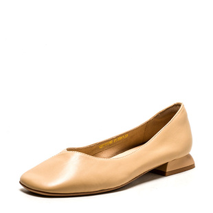 真皮女鞋子羊皮奶奶单鞋方头低跟浅口素版柔软舒适百搭SS23111360