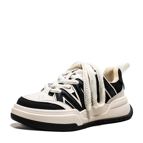 厚底休闲板鞋子女春秋绑带真皮鞋垫水台低坡跟学生舒适MD41112022