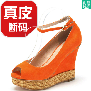 COS女鞋子真皮单鞋羊猄玛丽珍鱼嘴超高坡跟水台一字带春410056953