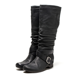 全真皮长靴子女冬马靴套筒头层牛皮复古沙漠靴内增低跟RZ94SF0911