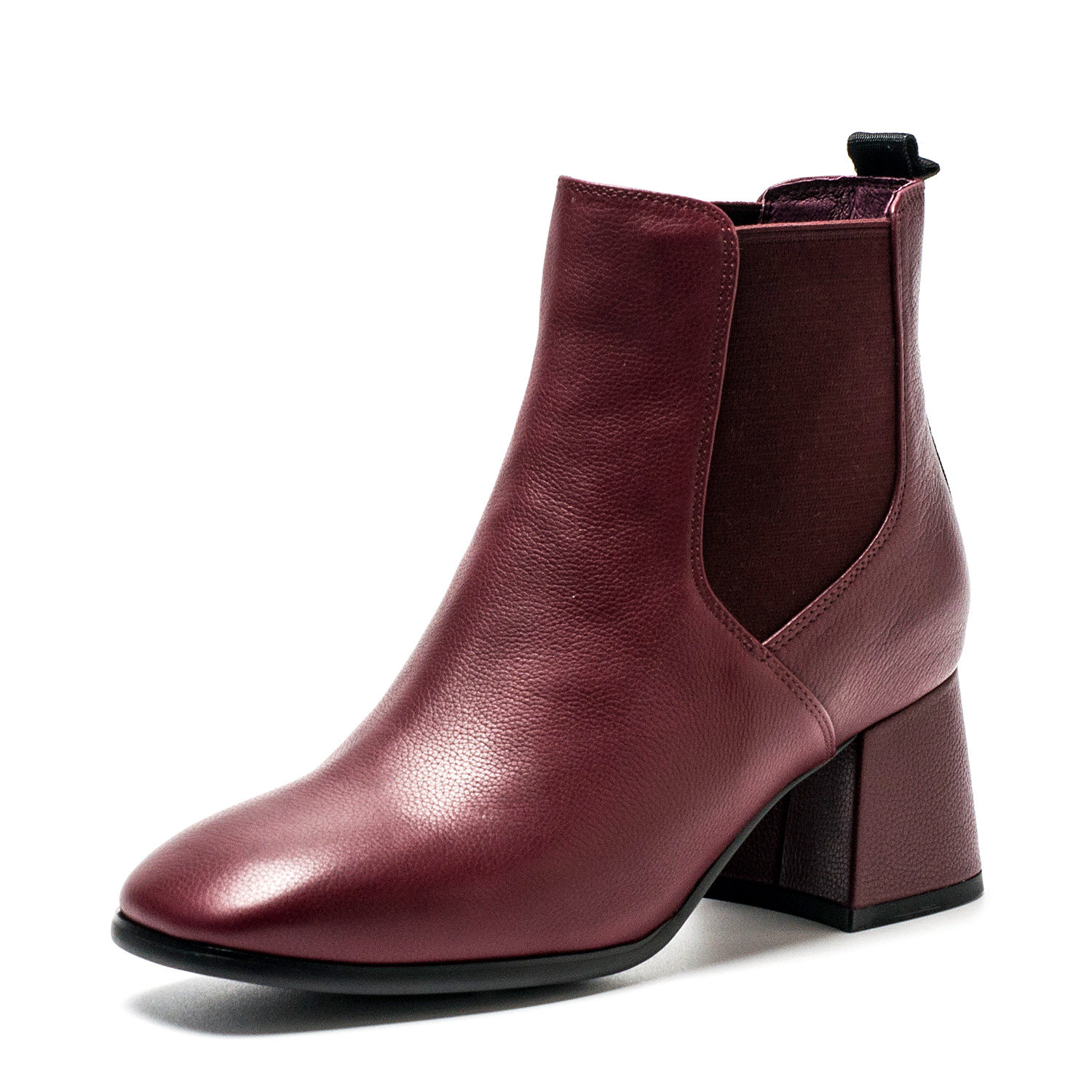 真皮短靴子女冬酒红色牛皮方头粗跟切尔西靴松紧带中跟SS84116029,女鞋,切尔西靴,淘宝优惠券,粉丝福利购,淘宝优惠卷