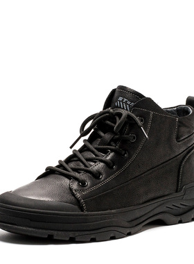 撤柜40码男士真皮鞋子秋冬黑色牛皮马丁靴绑带圆头拉链SS24126002