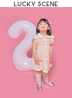 【吉祥道具】生日数字气球装饰背景铝箔铝膜汽球周岁拍照白色透明