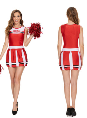 2022新款啦啦队服装万圣节绿色拉拉队服舞台表演团队足球宝贝服