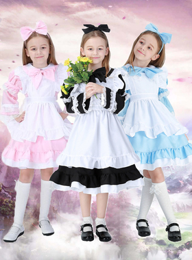 儿童表演女童爱丽丝梦游仙境演出服装女仆舞台洛丽塔公主
