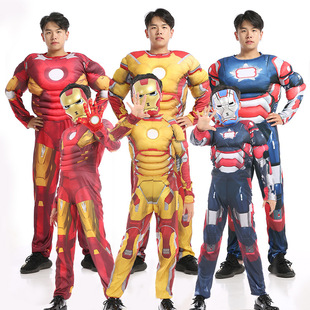 万圣节服装儿童cosplay复仇者联盟肌肉服钢铁侠衣服面具角色扮演