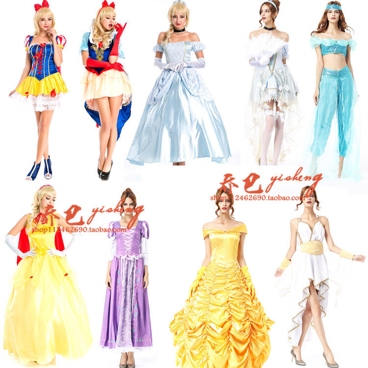 迪斯尼成人贝儿公主连衣裙万圣节万圣节学校公司舞会活动表演服装