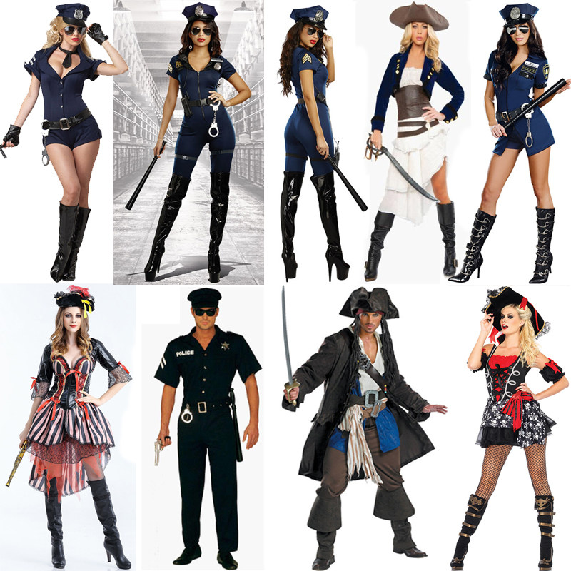 jingcha女jing制服派对万圣节化妆舞会男女加勒比海盗酒吧演出服