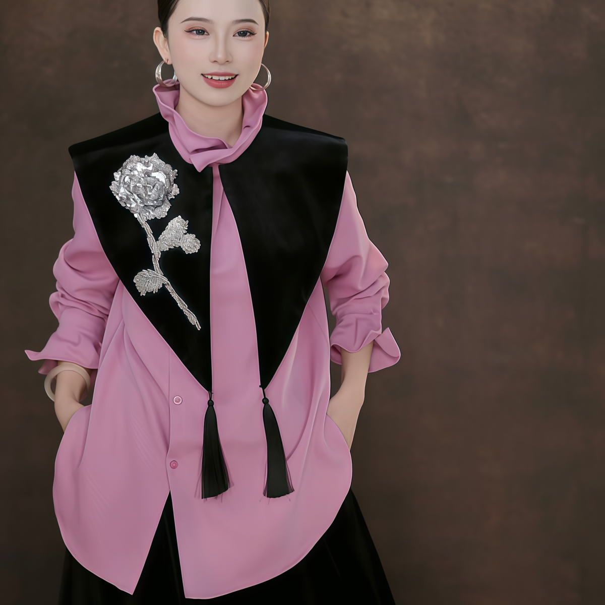 2026年春季新款新中式国风小众浅紫色花边领衬衫加流苏刺绣披肩女,女装/女士精品,衬衫,淘宝优惠券,粉丝福利购,淘宝优惠卷