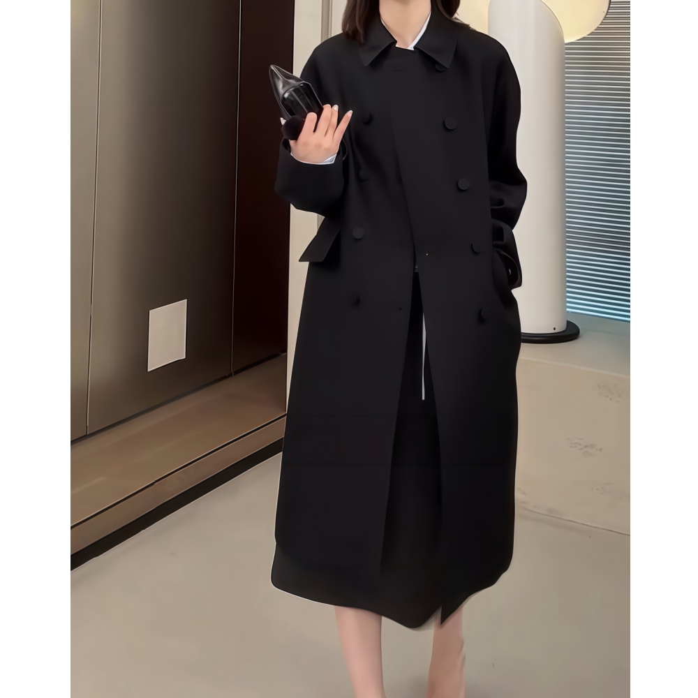 版型百搭汉服装过膝风衣外套女