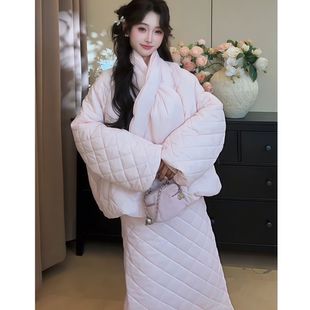保暖粉色棉衣半裙套装 小众甜美超好看时尚 女 韩系时尚 2025年冬新款