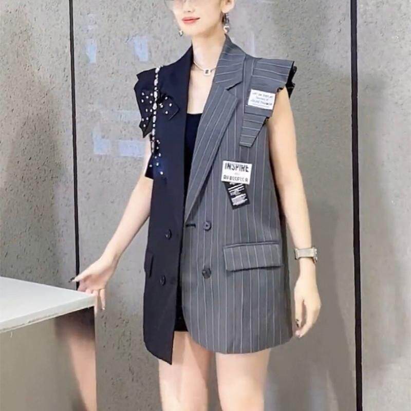 立体花荷叶边西装马甲外套