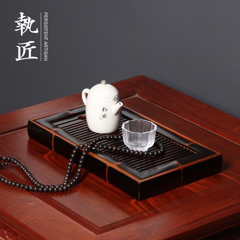 名家手工烟熏竹节茶盘家用干泡盘壶承茶台泡茶盘干湿复古办公室用,餐饮具,茶盘,淘宝优惠券,粉丝福利购,淘宝优惠卷