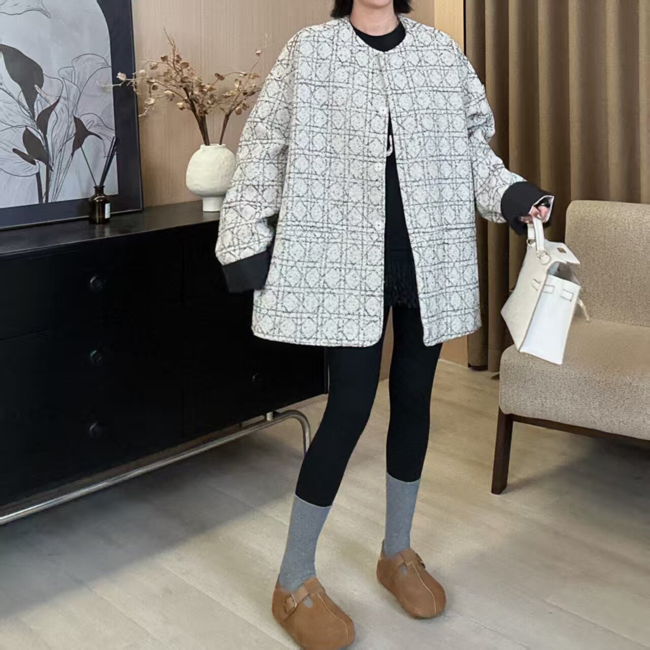 Dayuan 欧货新品菱格拼色短外套