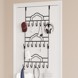 多层门后挂钩免打孔挂衣架门后置物架门上衣帽子钩门背式挂包包架