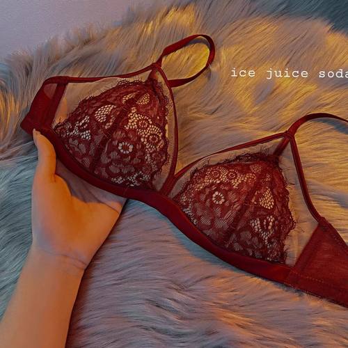 本命年红色内衣女结婚新娘喜庆大胸显小蕾丝超薄款无痕文胸罩套装