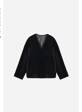 COCOLAN【黑松露】美利奴绵羊毛皮毛一体短款真皮草女CL8WT9520