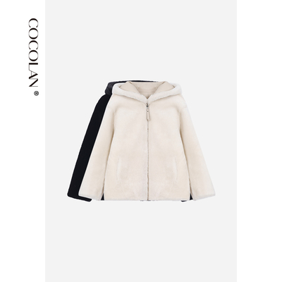 COCOLAN【洛蒙】美利奴羊皮毛一体皮草外套女CL8WT9303