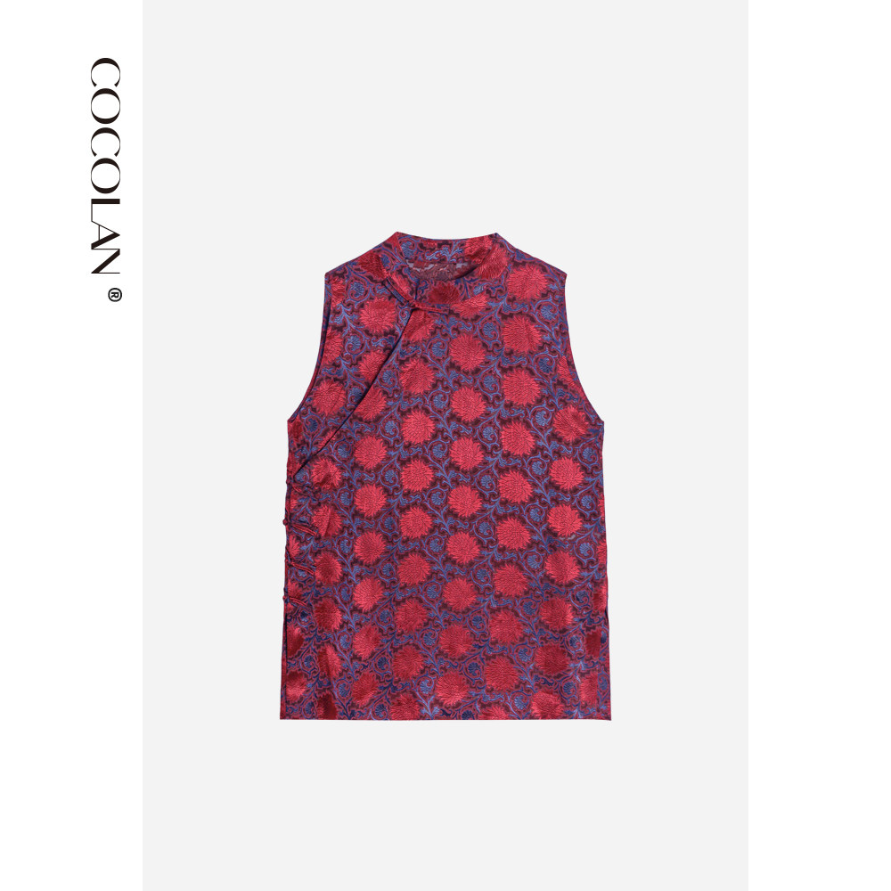 77七老板【花满林】2025夏100桑蚕丝新中式印花无袖小衫CL3XS1312