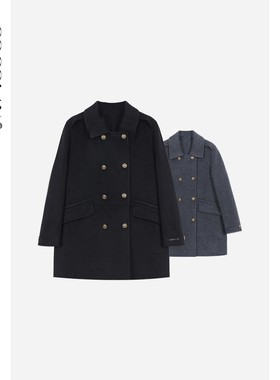 COCOLAN【侯爵大衣】骆驼绒绵羊毛双排扣中长款大衣CL8DY567