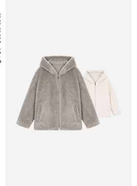 COCOLAN【齿轮】100绵羊毛连帽宽松皮毛一体外套CL8WT0292