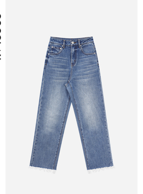 COCOLAN【蓝调牛仔】2026春季新款毛须脚口九分牛仔裤CL1K9008