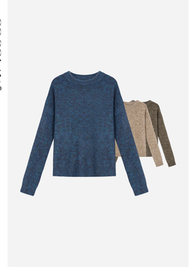 COCOLAN【雪花酥】100绵羊毛花色毛衣女2025年秋冬新款圆领针织衫