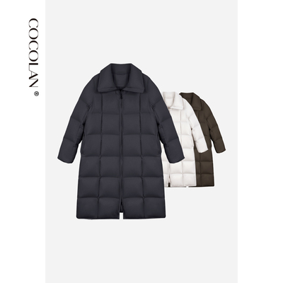 COCOLAN【凛冬】90白鸭绒长款羽绒服女2025冬季新款休闲保暖外套