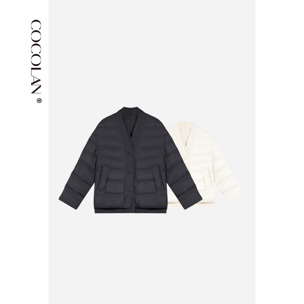 COCOLAN【水星记】90白鹅绒桑蚕丝羽绒服女短款外套CL8YR8003