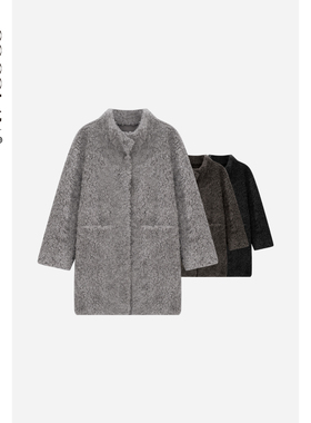 COCOLAN【爱尔兰】高级感100绵羊毛外套2025冬季中长款毛呢外套女