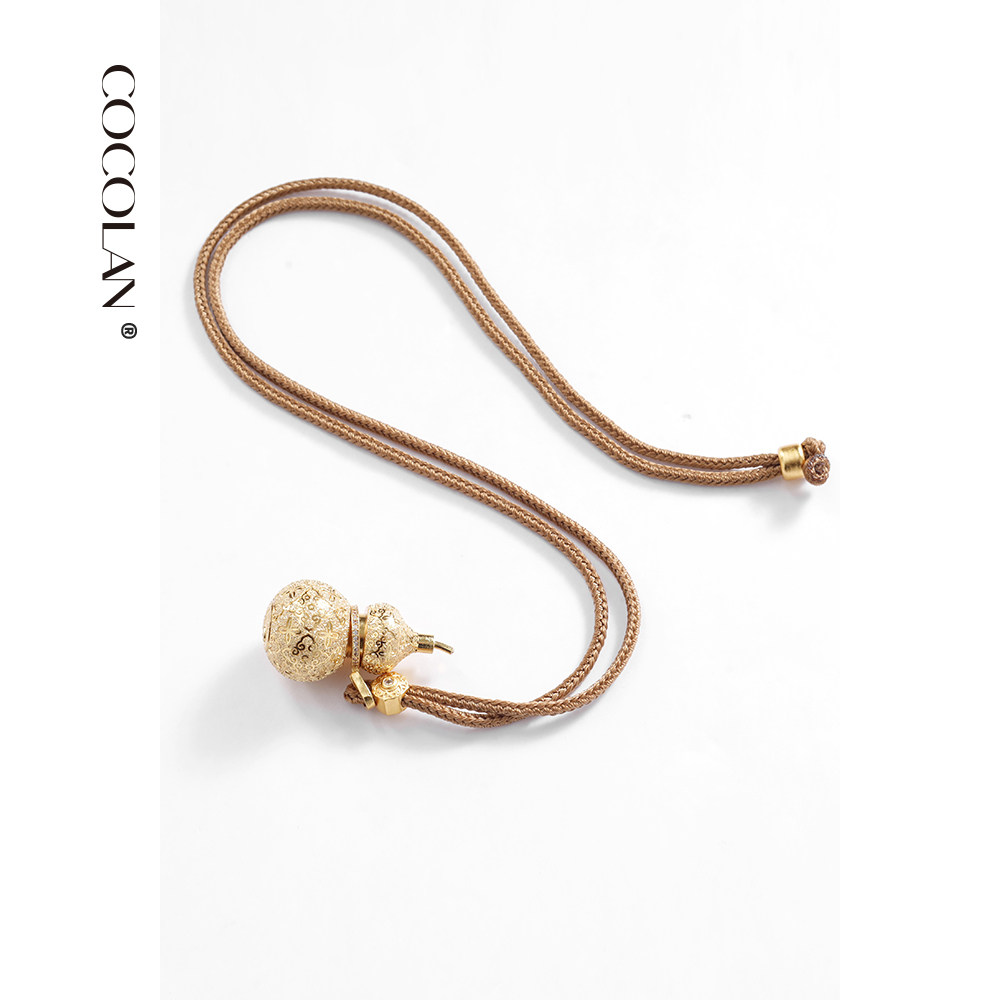 COCOLAN沙金福禄雕花葫芦项链女CL8XL1206