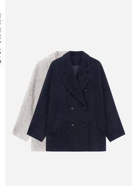 COCOLAN【蓝卡斯】高级感西装领大衣女2025冬季保暖气质廓形外套